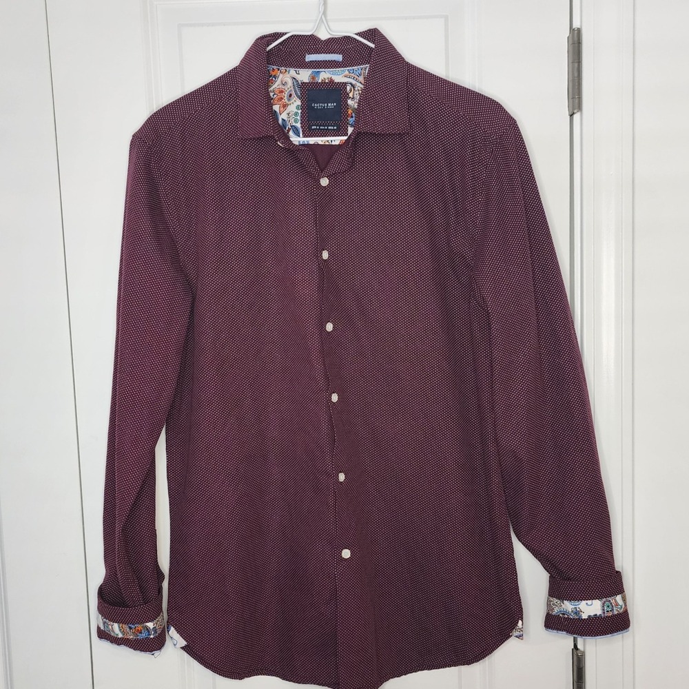Cactus Man Ricky Singh Dotted Button Down Shirt Long Sleeve Patterned M
